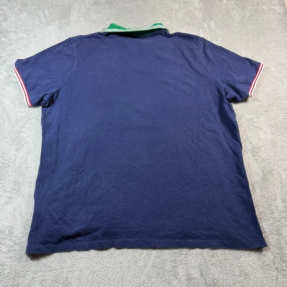 Polo Ralph Lauren Polo Shirt Mens 2XL Blue Big Pony Crest Green Collar Rugby